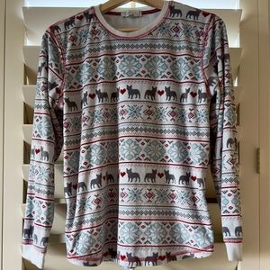 🍍 PJ Salvage French Bulldog fair isle velour pajama top🍍